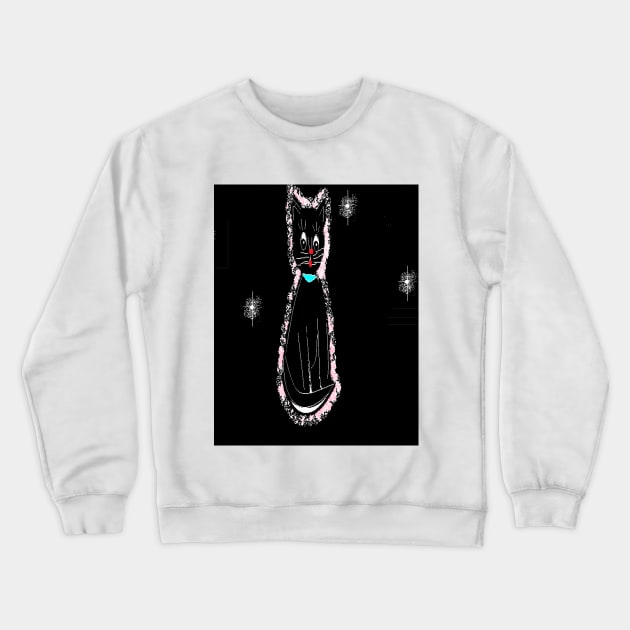 the black cat Crewneck Sweatshirt by ArtesManuaisRosaMaria